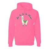 Fa la la la llama Xmas Ilama Christmas Unisex Graphic Hoodie Sweatshirt, Neon Pink, Large