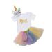 Bebiullo 3PCS Unicorn Outfit Newborn Baby Girls 1st Birthday Romper + Tutu Skirt Dress + Headband Clothing Set