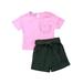 2020 Toddler Kids Baby Girls Clothes Set Summer Princess Short Sleeve Pocket Top Bow Shorts Sunsuit Outfits Clothing 2PCs