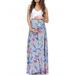 UKAP Fashion Dress Womens Mother Casual Floral Pregnant Dress For Maternity Clothes Patchwork Crew Neck Loose Pregnancy Long Maxi Dress