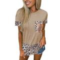 Women Leopard Print T-Shirt Ladies Short Sleeve Tunic Top Casual Summer Round Neck Blouse Tee S-5XL