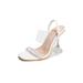 Daeful Women Bling Crystal Shoes Square Toe Rhinestone Sandals High Heels Peep Toe Shoes