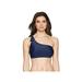 Brand - Coastal Blue Women's Swimwear Knotted One Shoulder Bikini Top, New Navy, M
