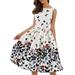 MERSARIPHY Women Butterfly Printed Crew Neck Sleeveless A-line Big Swing Dress