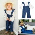 luethbiezx Infant Kid Baby Girl Flare Sleeve Top Strap Trousers Jeans Pants Outfits Clothes