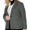Women Jacket Blazer Plus Notch Collar Plaid One-Button 18