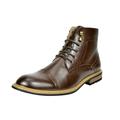 Bruno Marc Men's Leather Lined Zipper Boots Fashion Motorcycle Boots Shoes for Men Derby Oxfords Ankle Boots Bergen-03 Dark/Brown Size 10