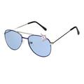 Kids Size Unicorn Badge Color Mirror Lens Pilots Sunglasses Silver Blue Smoke