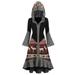 Women Christmas Elk Hooded High Low Flounce Hem Knitted Dress Overcoat Long Sleeve Dress New