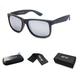JUST GO Unisex Polarized Lens TR90 Frame Retro Style Sunglasses, Black Frame Light Mirro Lens