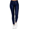 Women's PU Faux Leather Pants High Waist Wet-Look Stretch Hipsters Biker Trousers Skinny Leggings Jeggings