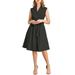 Allegra K Junior's Sleeveless Notched Lapel Belted Midi Shirt Dress