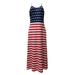 QunButy American Flag Dress Women July 4th Patriotic Plus Size Maxi Dress Independence Sleeveless V Neck Tank Long Dresses