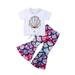 Summer Toddler Kids Baby Girl Clothes Mermaid Tops Bell-Bottom Pants 2Pcs Outfits Set