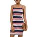 UKAP Women Summer Casual Cami Dress Striped Printed Adjustable Straps Comfy Sundress Evening Cocktail Party Mini Dress