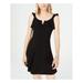 ALMOST FAMOUS Womens Black Ruffled Zippered Sleeveless Scoop Neck Short Fit + Flare Dress Size S
