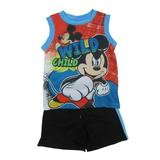 Disney Baby Boys Black Blue Mickey Mouse "Wild Child" 2 Pc Shorts Outfit