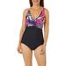 Maxine Womens Zebra Leaf Drape Front Mio One Piece Swimsuit