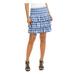 MICHAEL KORS Womens Blue Plaid Short Ruffled Skirt Size PM