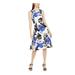 CALVIN KLEIN Womens Blue Floral Sleeveless Jewel Neck Knee Length Fit + Flare Evening Dress Size 6