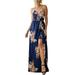 Women Beach Floral Print Long Maxi Dresses Sleeveless Summer Ladies Backless Irregular Boho Spaghetti Strap Split Dress Party Sundress