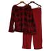 Cuddl Duds Women's Sz L Faux Sherpa Pull Over & Joggers Pajama Set Red