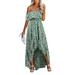 Colisha Bohemia High Low Hem Long Dresses for Women Off Shoulder Floral Maxi Dress Summer Beach Sundress Ladies Fashion Ruffle Party Holiday Dress