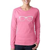 Women's Long Sleeve T-shirt - Glasses - From Sheik to Geek Word Art - Pink - Large