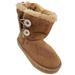 Toddler Girls Light Brown Fuzzy Lined Button Close Boots Booties Baby Shoes