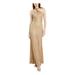 CITY STUDIO Womens Gold Textured Shimmering Sleeveless Halter Full-Length Sheath Formal Dress Size 3