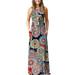 Women Summer Sleeveless Maxi Floral Long Sundress Strappy Wrap Summer Paisley Holiday Long Dress in Clothing For Women