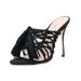 Schutz Lily Black Nubuck Tassel Stiletto Heel Mule Caged Open Back Pump (7)