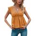 Niuer Women's Casual Sleeveless Ruffle Tank Top Deep V Neck Solid Summer Tops Shirts Pleated Waist Peplum Tunic