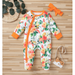 Newborn Baby Girl Fall Outfit, Cute Long Sleeve Floral Print Zip Footed Romper + Headband 2Pcs Clothes Set