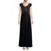 JKARA Womens Black Sparkle Top Illusion Top Short Sleeve Scoop Neck Full-Length Empire Waist Formal Dress Size 12