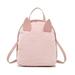 Women Mini Backpack Girls School Bags Plush Pu Leather Cute Animal Ear Backpacks New