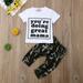 3Pcs Baby Boys Girls Clothes Camo Love Heart Romper Top Long Pants Outfit Set