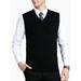 Menâ€™s Vintage Relaxed Fit V-Neck Sweater Vest Gentlemanlike Sleeveless Knitted Pullover Gift Leisure Golfs Work Vest