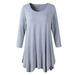 Avamo Womens High Low Hem Tunic Top Plain Color Long Sleeve T Shirt Blouse Ladies Casual Loose Round Neck Bottoming Shirt Pleated Basic Top Plus Size
