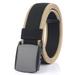 47.2" Mens Belt Web, Nylon Webbing Canvas Outdoor Casual Belt with Plastic Buckle Breathable for Work Sports, Black-Khaki