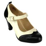 Chase & Chloe CE36 Women's Mid Heel Two Tone Mary Jane Pumps Run Half Size Small