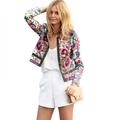 SweetCandy Autumn Women Jacket Female Long Sleeve Coat Floral Printed Casual Jacket Ladies Patch Jacket