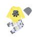 3pcs Baby Clothes for Boys, Yellow Long Sleeve Romper Tops Clothing for Newborn Baby Boy, Stripe Pants Toddler Baby Clothes for Infant Boys, 13-18 months