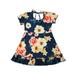 Meihuida Baby Girls Puff Sleeve Dress Sweet Floral High Waist Lace-up Sundress