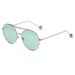 EUREKA S1016 - Unisex Round Tinted Lens Aviator Clear Glasses Balled Sunglasses - Silver/Green