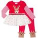 Little Lass Holiday Long Sleeve Tulle Top and Printed Leggings, 2pc Outfit Set (Baby Girls & Toddler Girls)