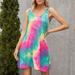 Women's Summer Sleeveless Crewneck Pocket Tie Dye Printed Vest Camisole Dress Casual Loose Beachwear A Line Mini Dress