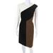 Michael Kors Womens Wool Color Block Sheath Dress Brown Black White Size 4