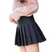 Musuos Womenâ€™s Summer Solid Color High-waist A-line Pleated Short Skirt