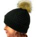 Kids Ages 2-7 Pompom Chunky Thick Stretchy Knit Slouch Beanie Cap Hat (Snuggly Soft Fur Pom Black)